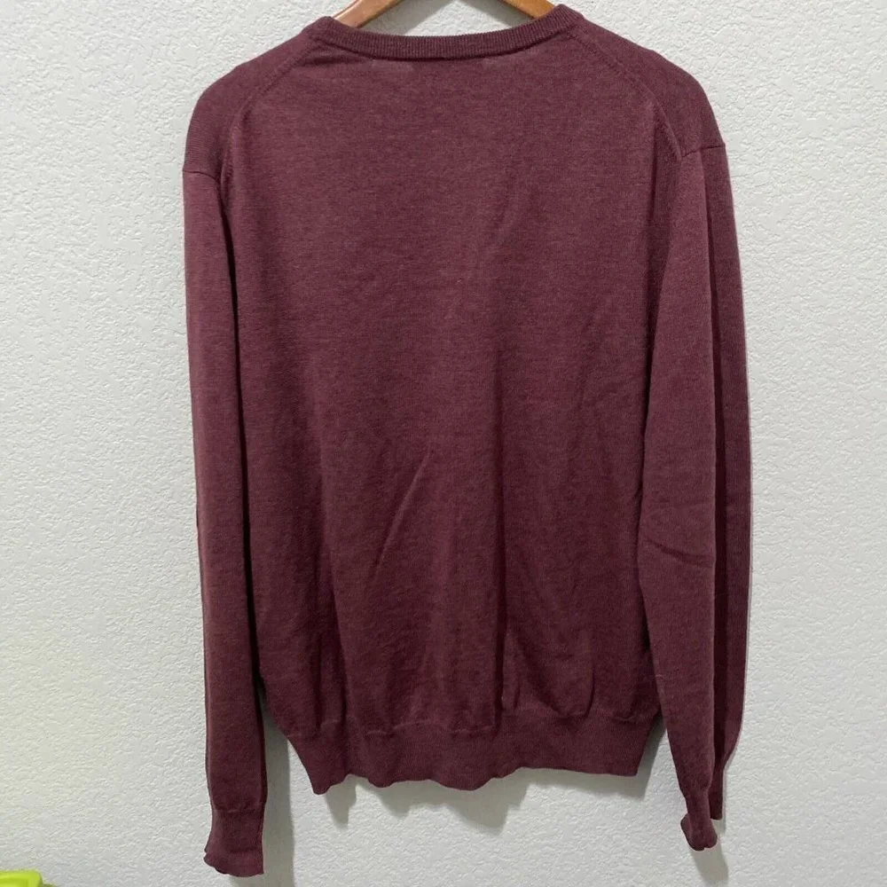 FACONNABLE 100% Wool Pullover Sweater Men's XL Maroon Long Sleeve Crew